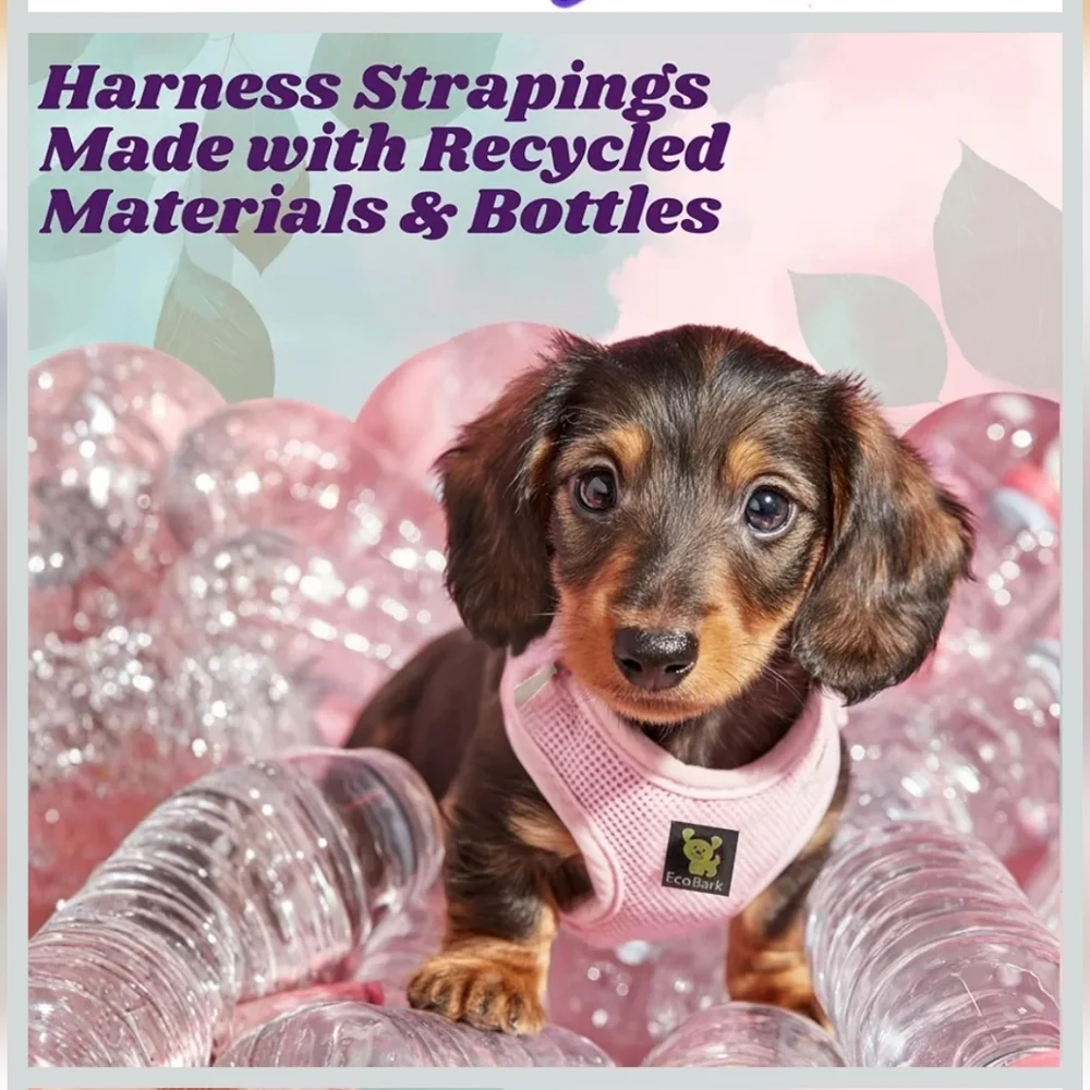 EcoBark | Soft Mesh Dog Harness & Leash | XXS, Baby Pink